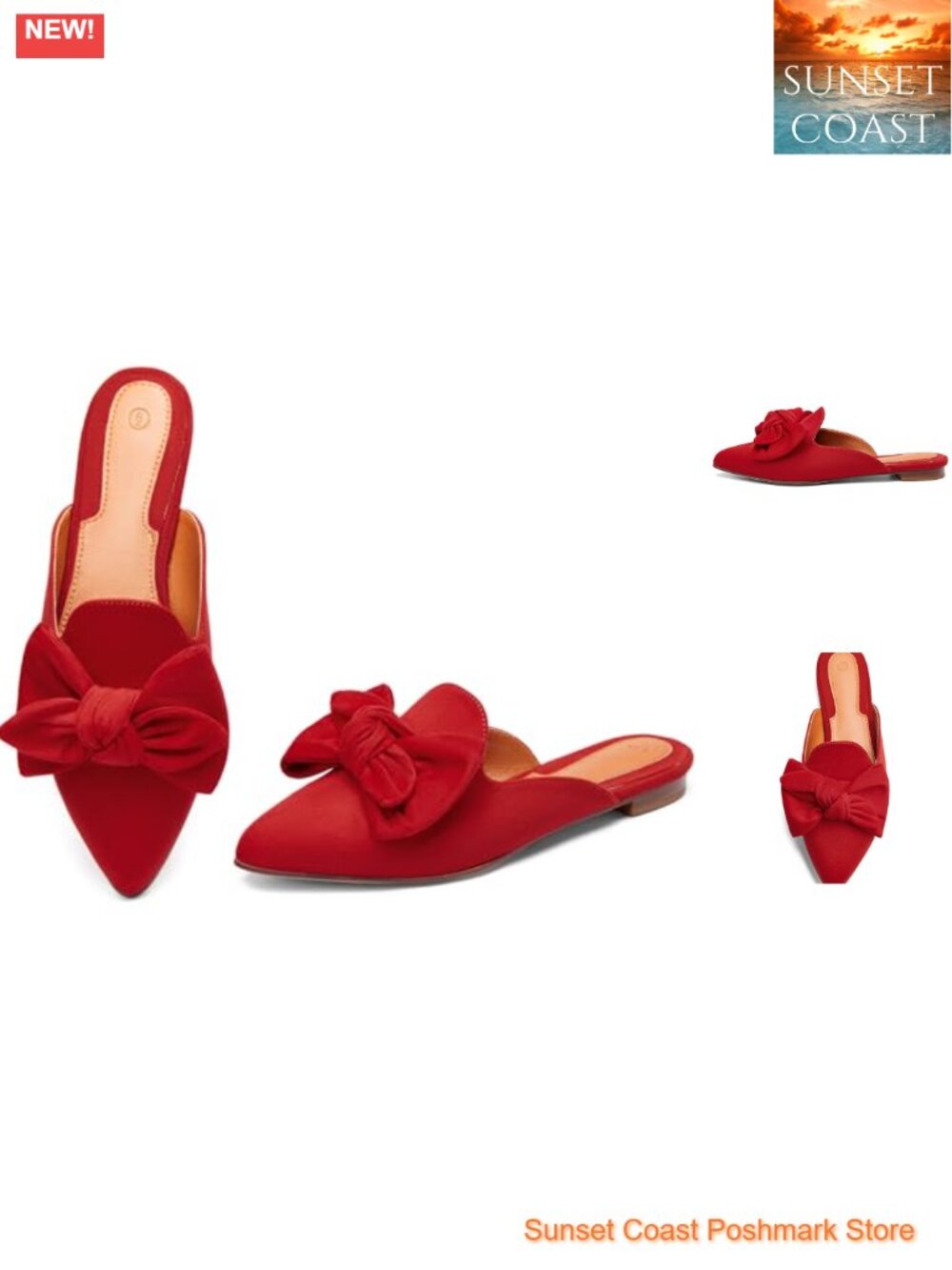 Faux Suede Mules Womens Slip On Pointed Toe Loafers Comfort Flats